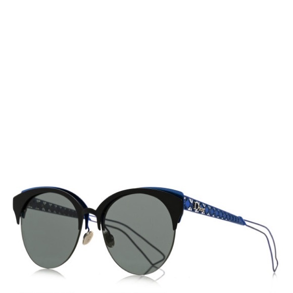 CHRISTIAN DIOR  Metal DioramaClub Sunglasses Black Blue - Picture 1 of 17